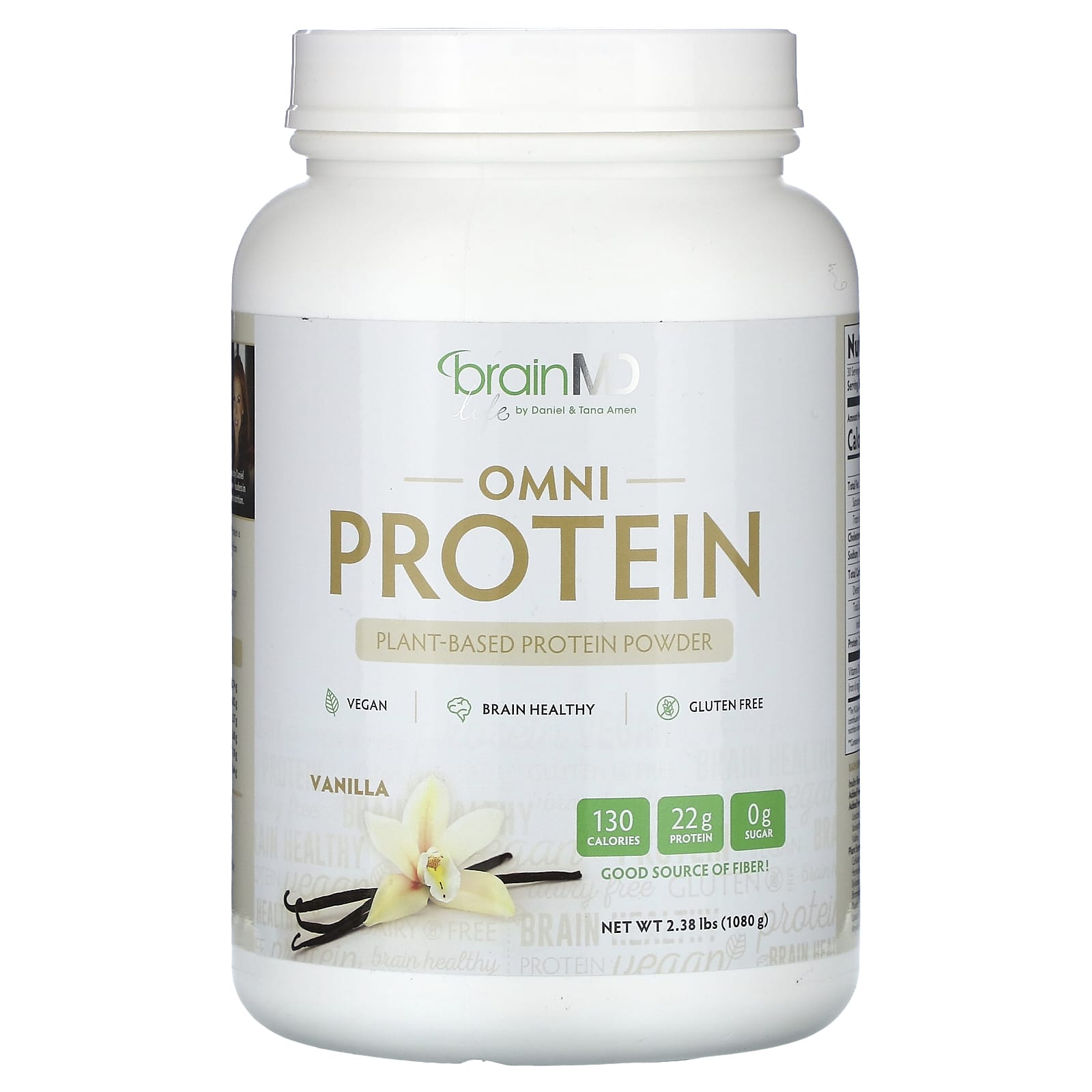 BrainMD Omni Plant-Based Protein Powder, Vanilla, 2.38 lbs - Vegan & Gluten-Free - Image 1
