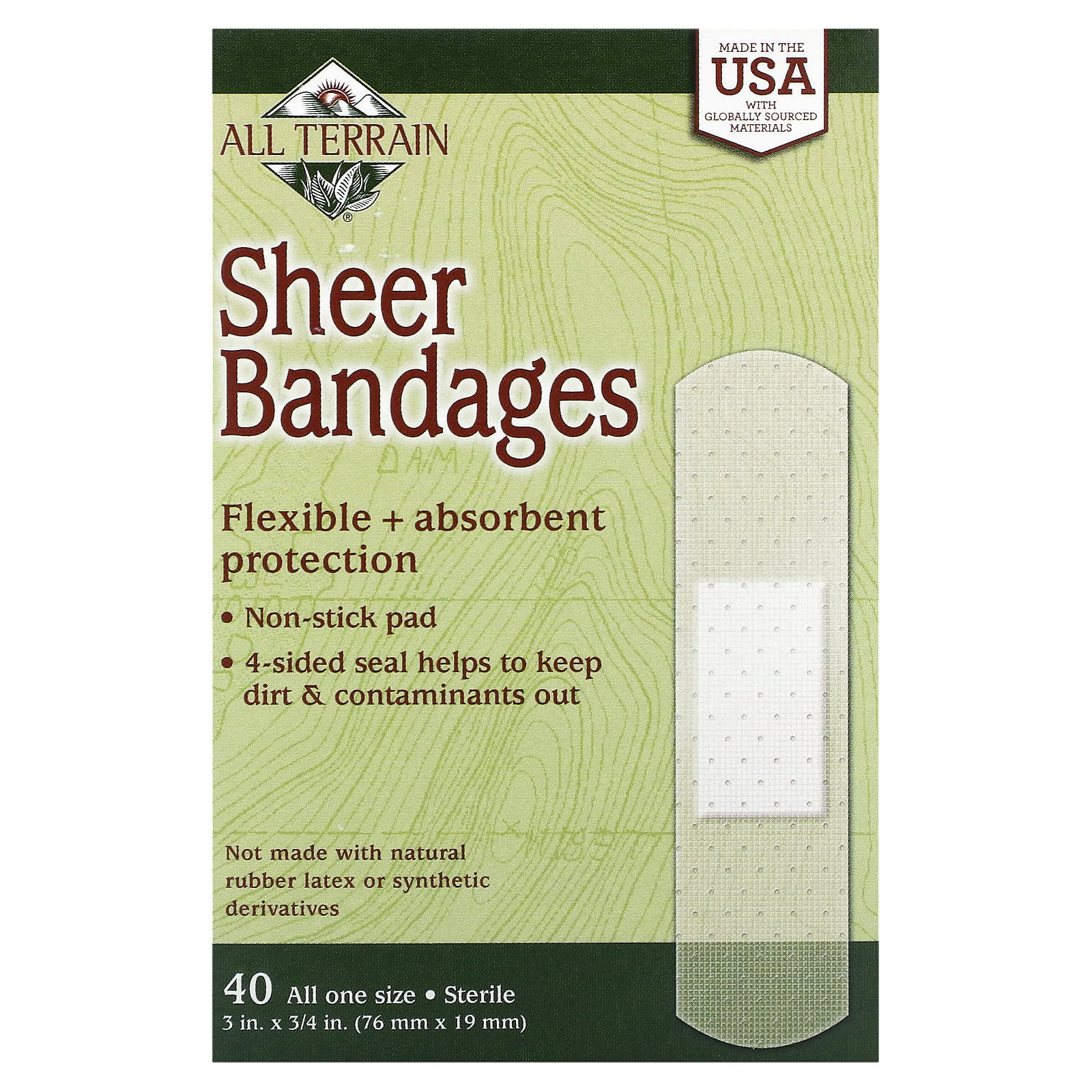 All Terrain Flexible & Absorbent Sheer Bandages (40-Pack) for Outdoor Adventures - Image 1