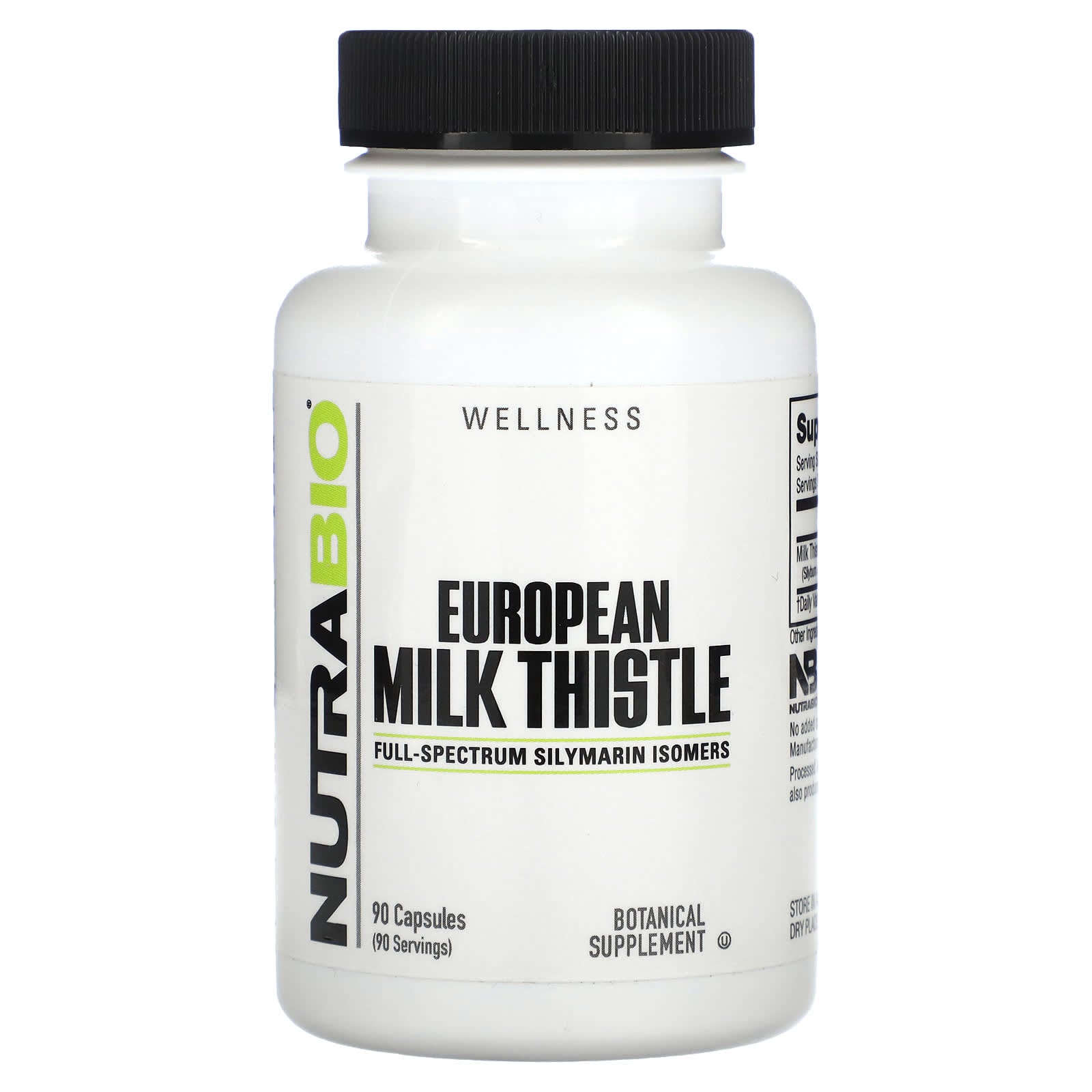NutraBio, European Milk Thistle, 90 Capsules (241 mg per Capsule) - Image 1