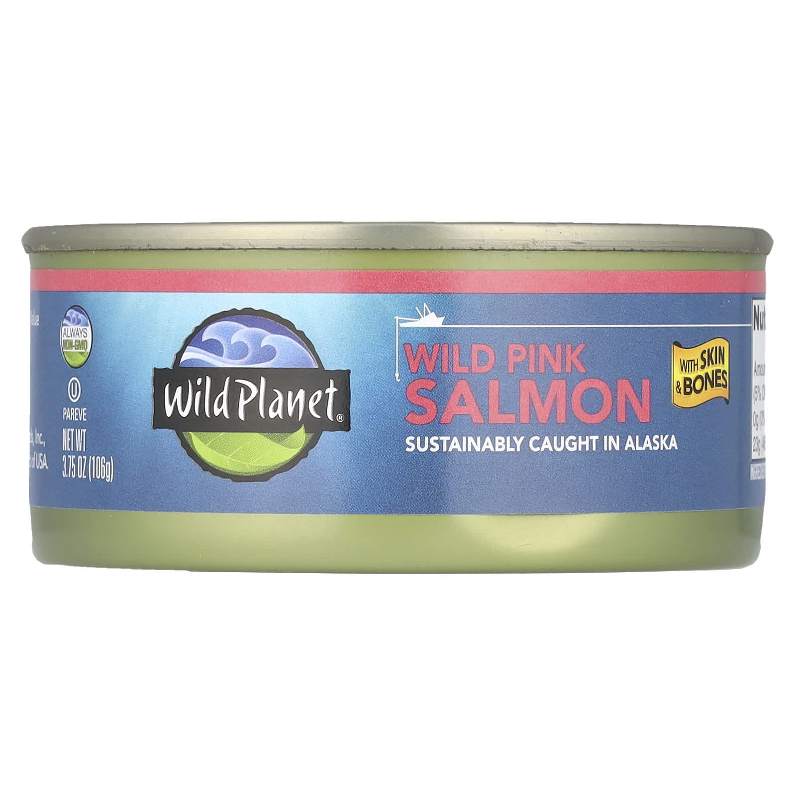 Wild Planet, Wild Pink Salmon with Skin & Bones, 3.75 oz (106 g) - Image 1