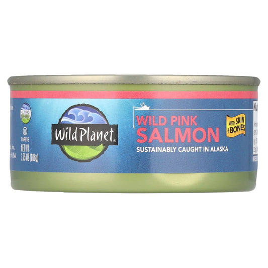 Wild Planet, Wild Pink Salmon with Skin & Bones, 3.75 oz (106 g) - Image 1