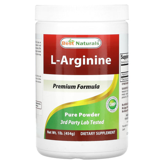 Best Naturals L-Arginine 1 lb - Supports Healthy Blood Circulation & Athletic Performance - Image 1