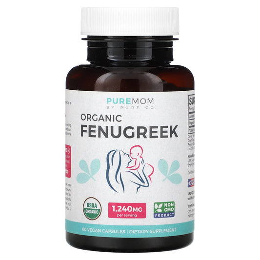 Pure Co., Pure Mom, Organic Fenugreek, 60 Vegan Capsules (620 mg per Capsule) - Image 1