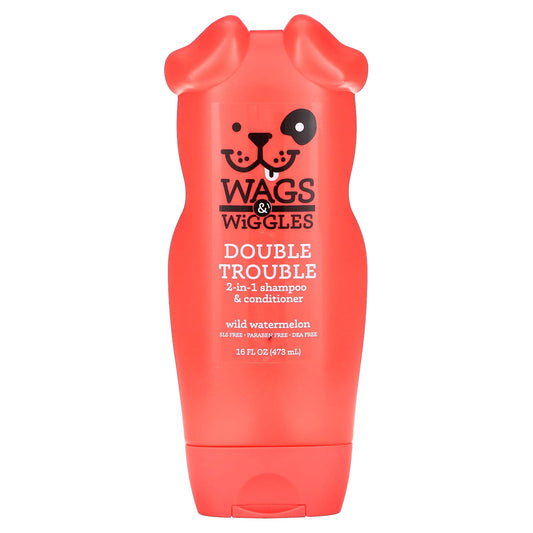 Wags & Wiggles, Double Trouble 2-in-1 Shampoo & Conditioner, Wild Watermelon, 16 fl oz (473 ml) - Image 1
