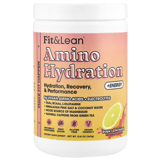 Fit & Lean Amino Hydration + Energy, Pink Lemonade, 12.8 oz (363g) - Image 1
