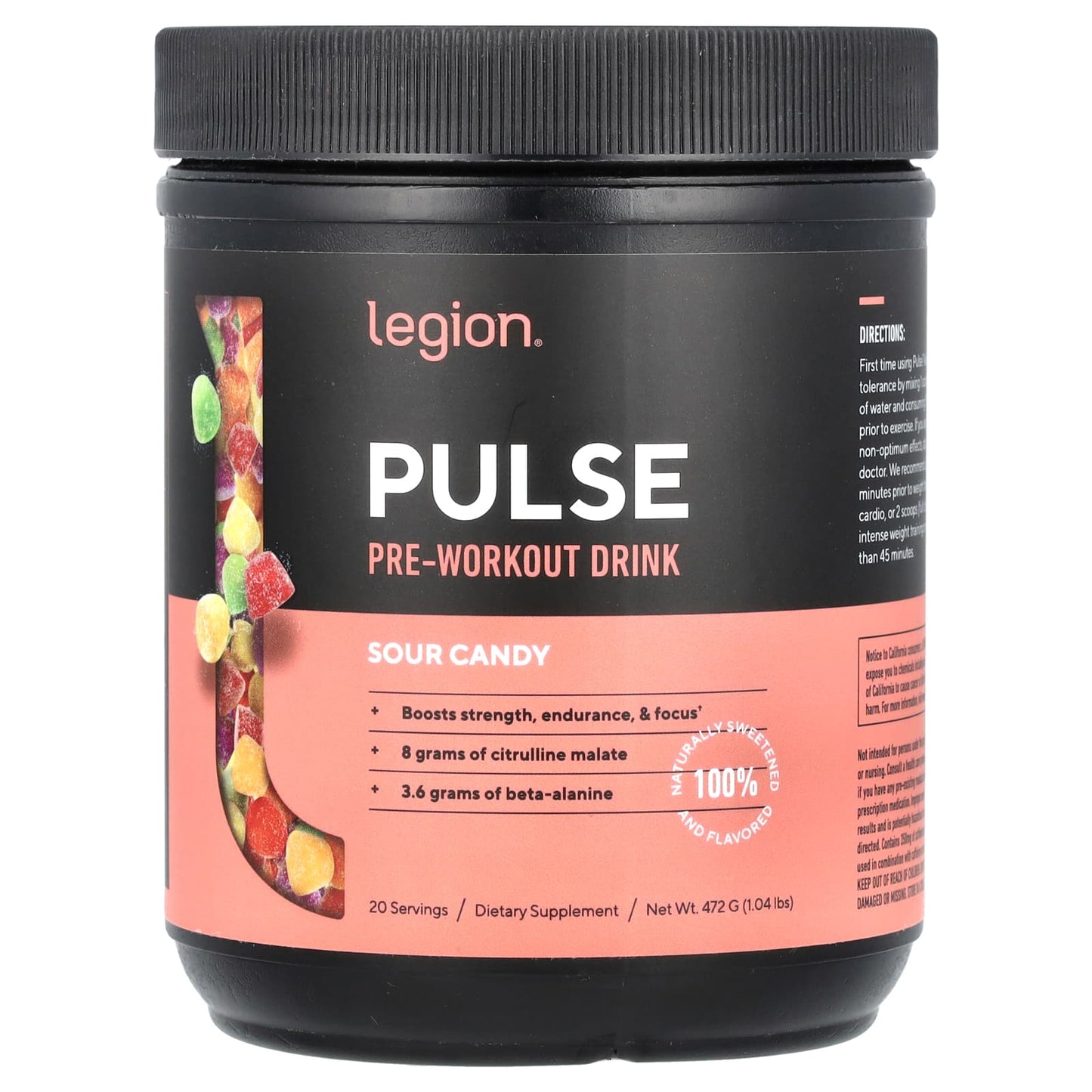Legion Athletics, Pulse, Pre-Workout Drink, Sour Candy, 1.04 lbs (472 g) - Image 1