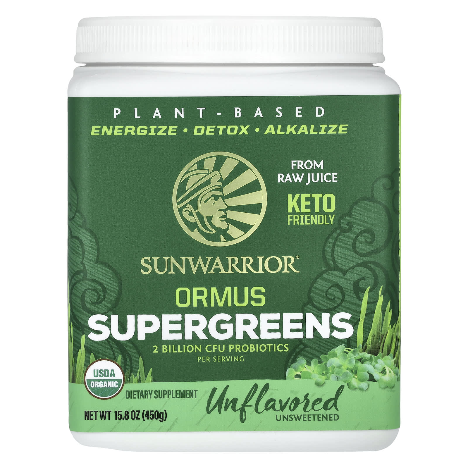 Sunwarrior, Ormus Supergreens, Unflavored, 15.8 oz (450 g) - Image 1