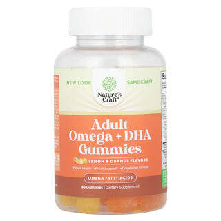 Nature's Craft Omega + DHA Gummies for Adults - Vegetarian Formula