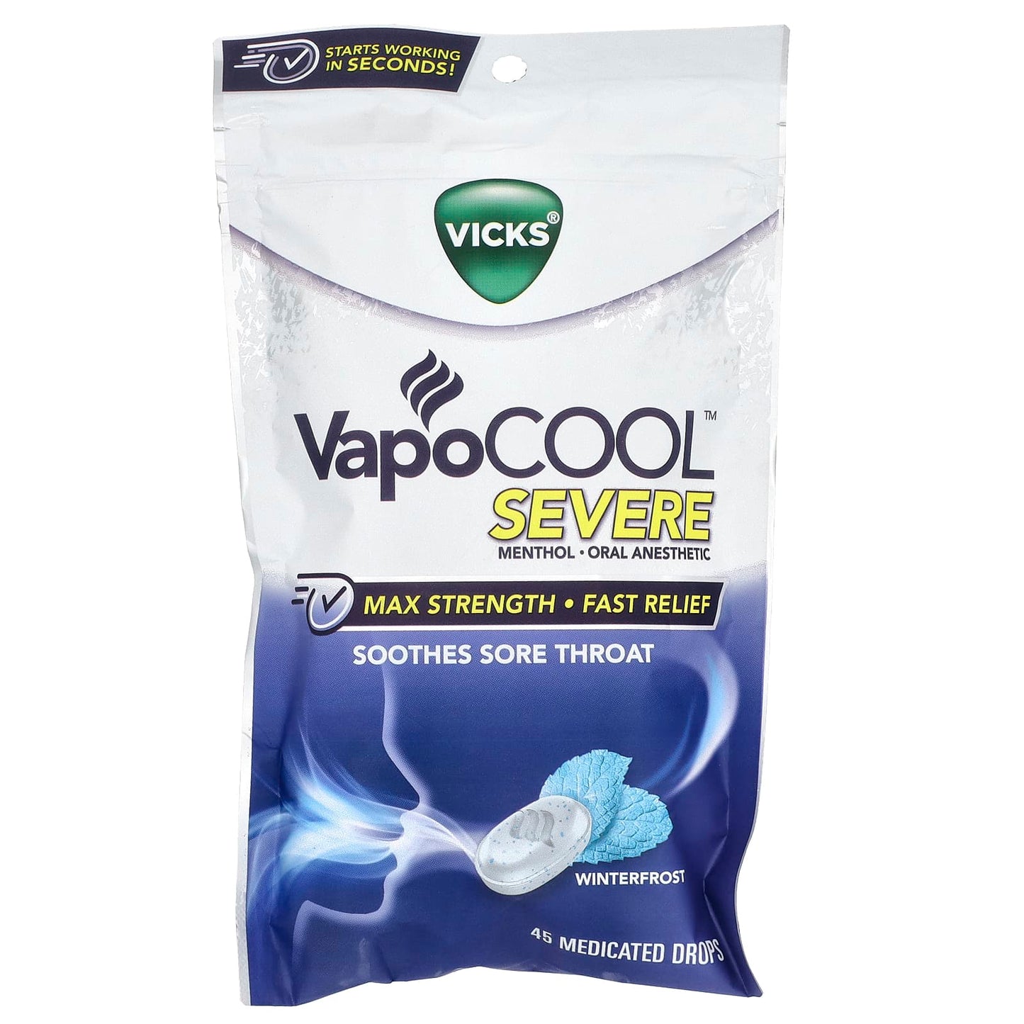 Vicks, VapoCool™ Severe, Max Strength, Winterfrost, 45 Medicated Drops - Image 1