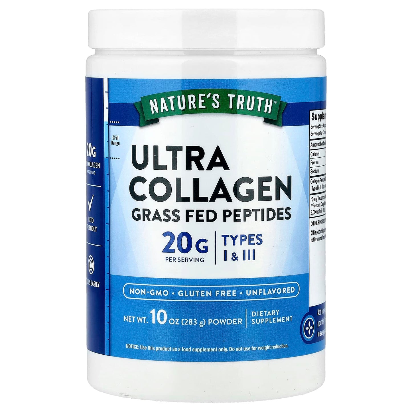 Nature's Truth, Ultra Collagen Powder, Unflavored, 10 oz (283 g) - Image 1