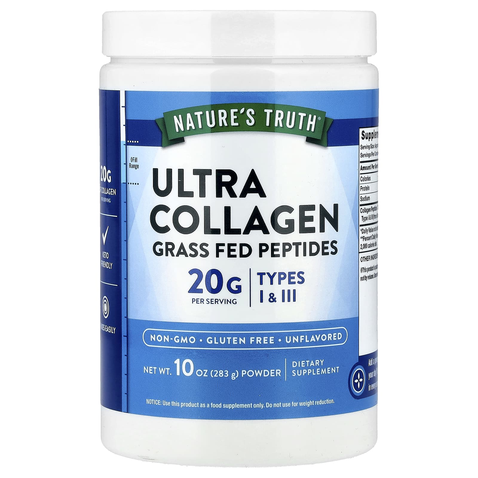 Nature's Truth, Ultra Collagen Powder, Unflavored, 10 oz (283 g) - Image 1