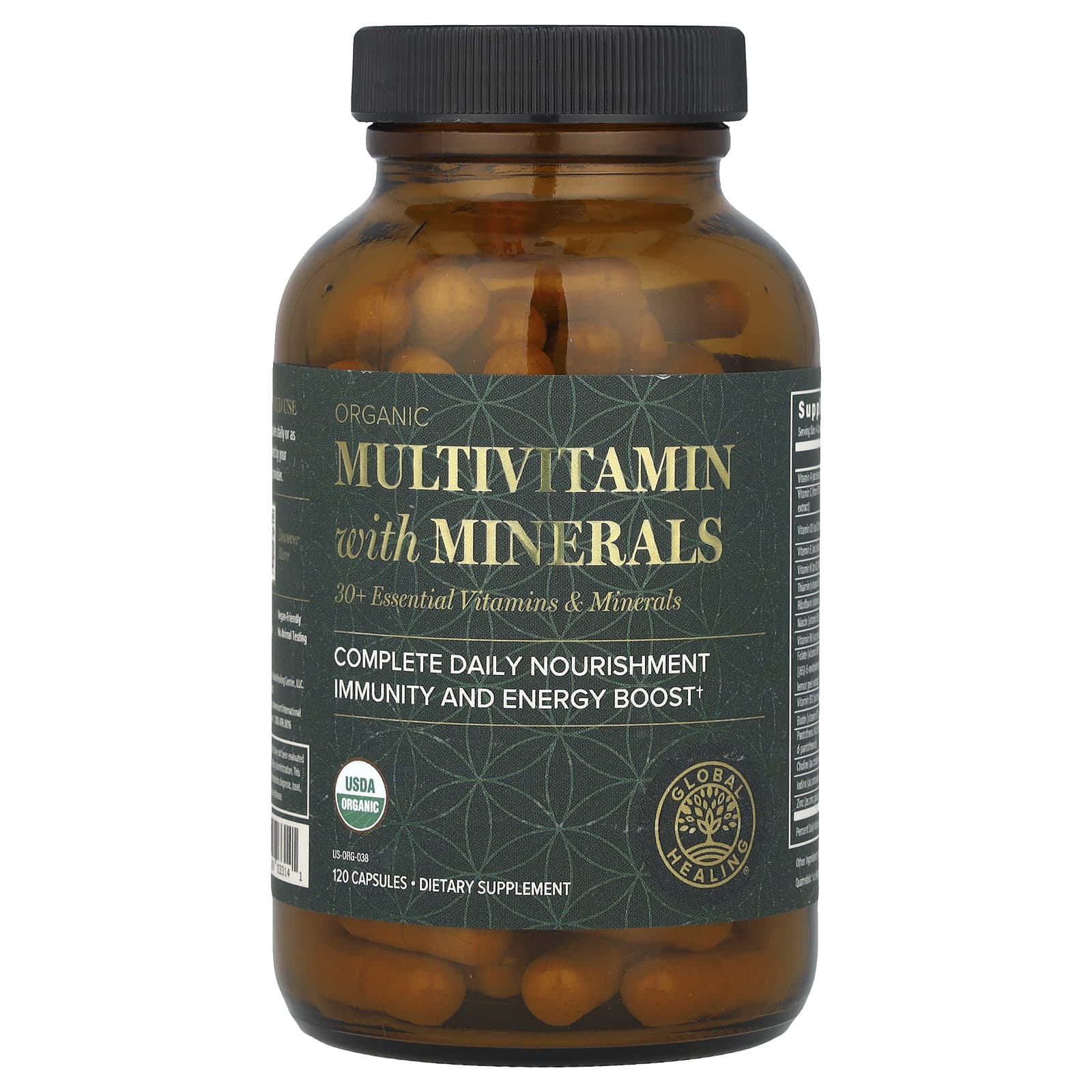 Global Healing USDA Organic Multivitamin with Minerals - 120 Capsules - Image 1