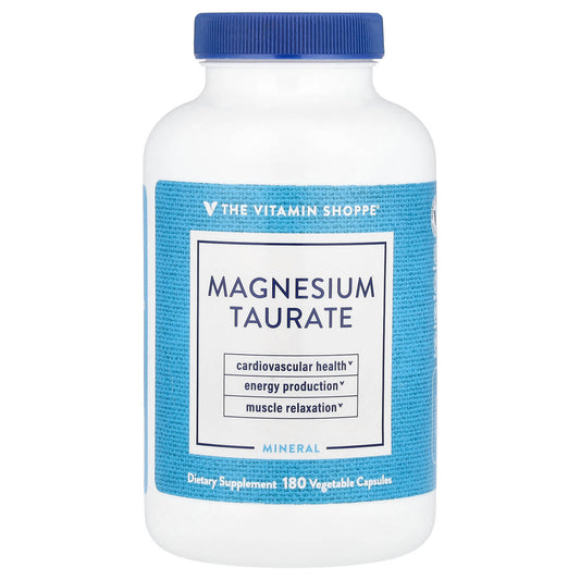 The Vitamin Shoppe, Magnesium Taurate, 180 Vegetable Capsules (62.5 mg per Capsule) - Image 1