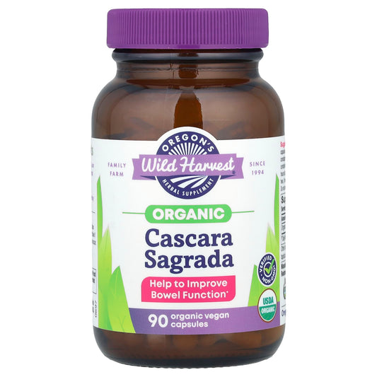 Oregon's Wild Harvest, Organic Cascara Sagrada , 90 Organic Vegan Capsules - Image 1