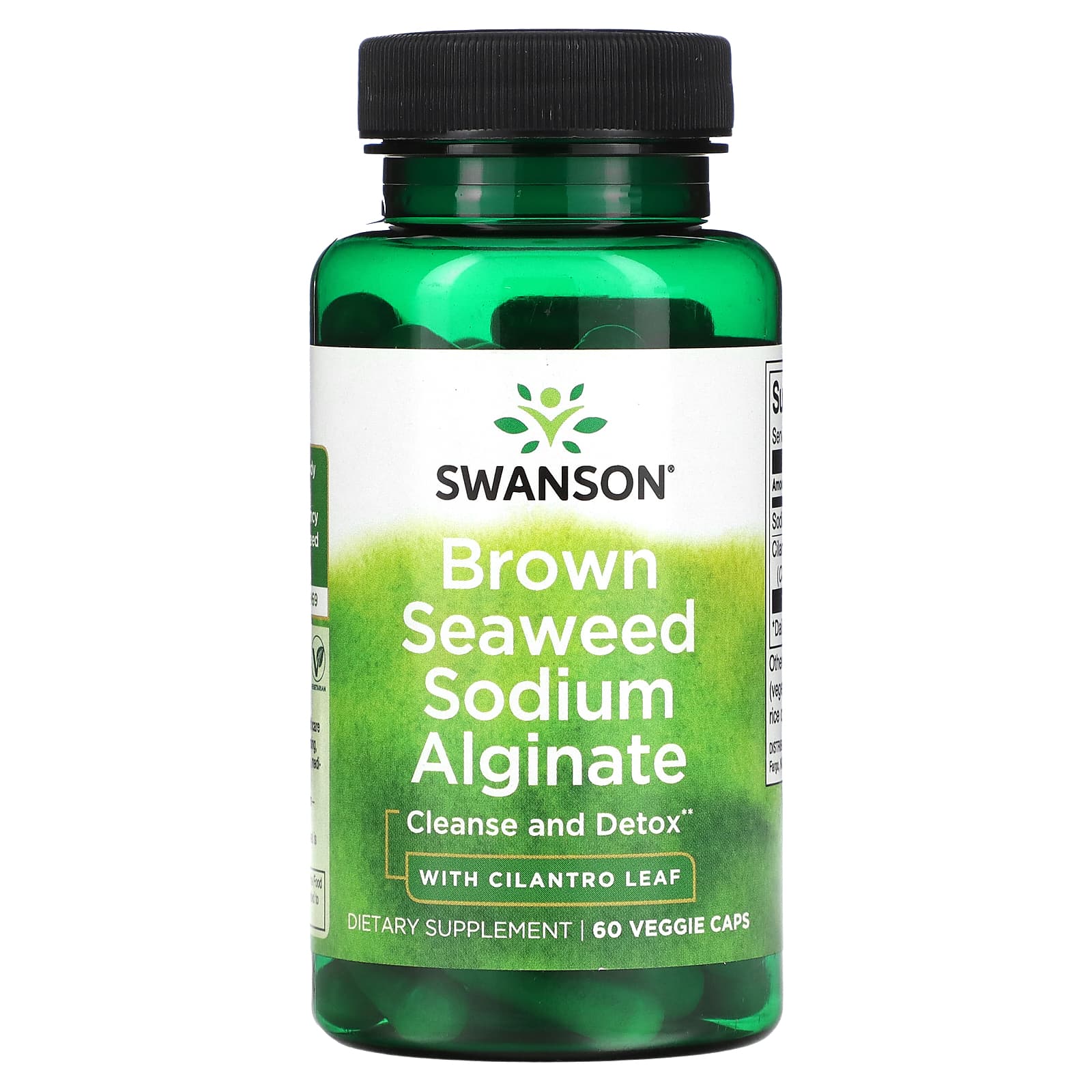 Swanson, Brown Seaweed Sodium Alginate with Cilantro Leaf, 60 Veggie Caps - Image 1