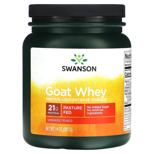 Swanson, Goat Whey Protein Concentrate Powder, Unsweetened, 14 oz (397 g) - Image 1