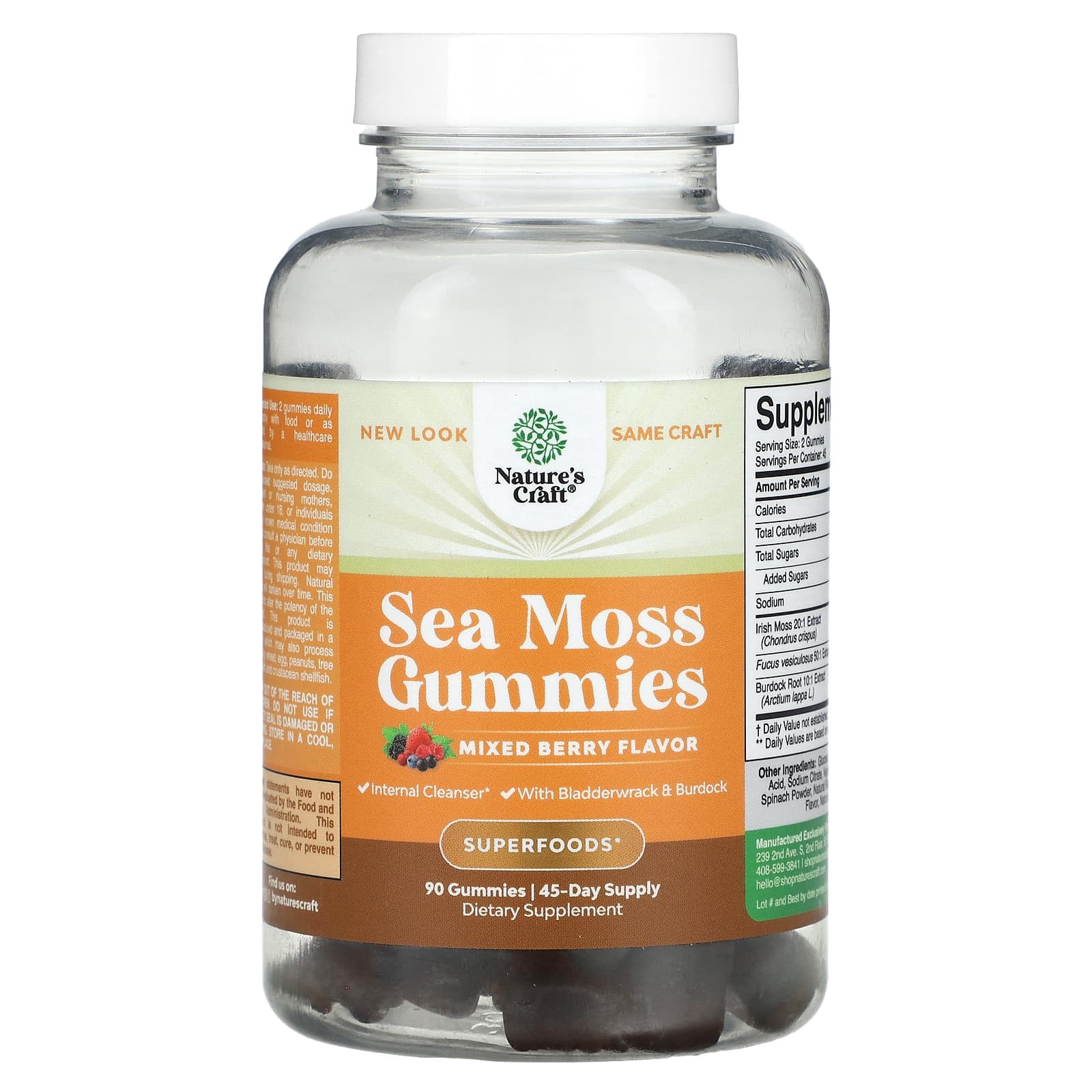 Nature's Craft, Sea Moss Gummies, Mixed Berry, 90 Gummies - Image 1