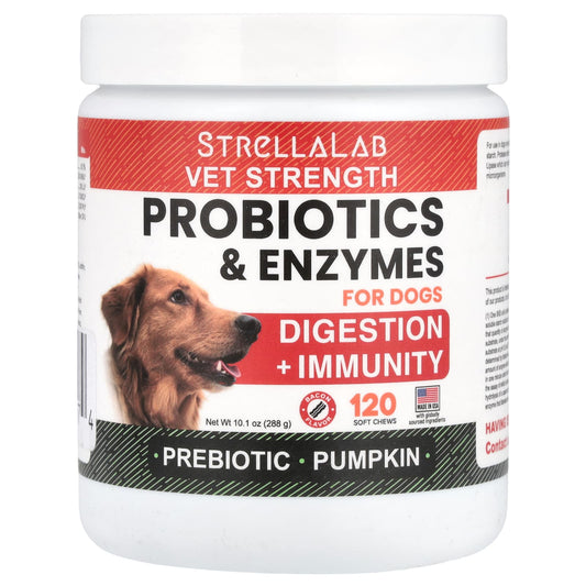 StrellaLab, Probiotics & Enzymes, For Dogs, Bacon, 120 Soft Chews, 10.1 o (288 g) - Image 1