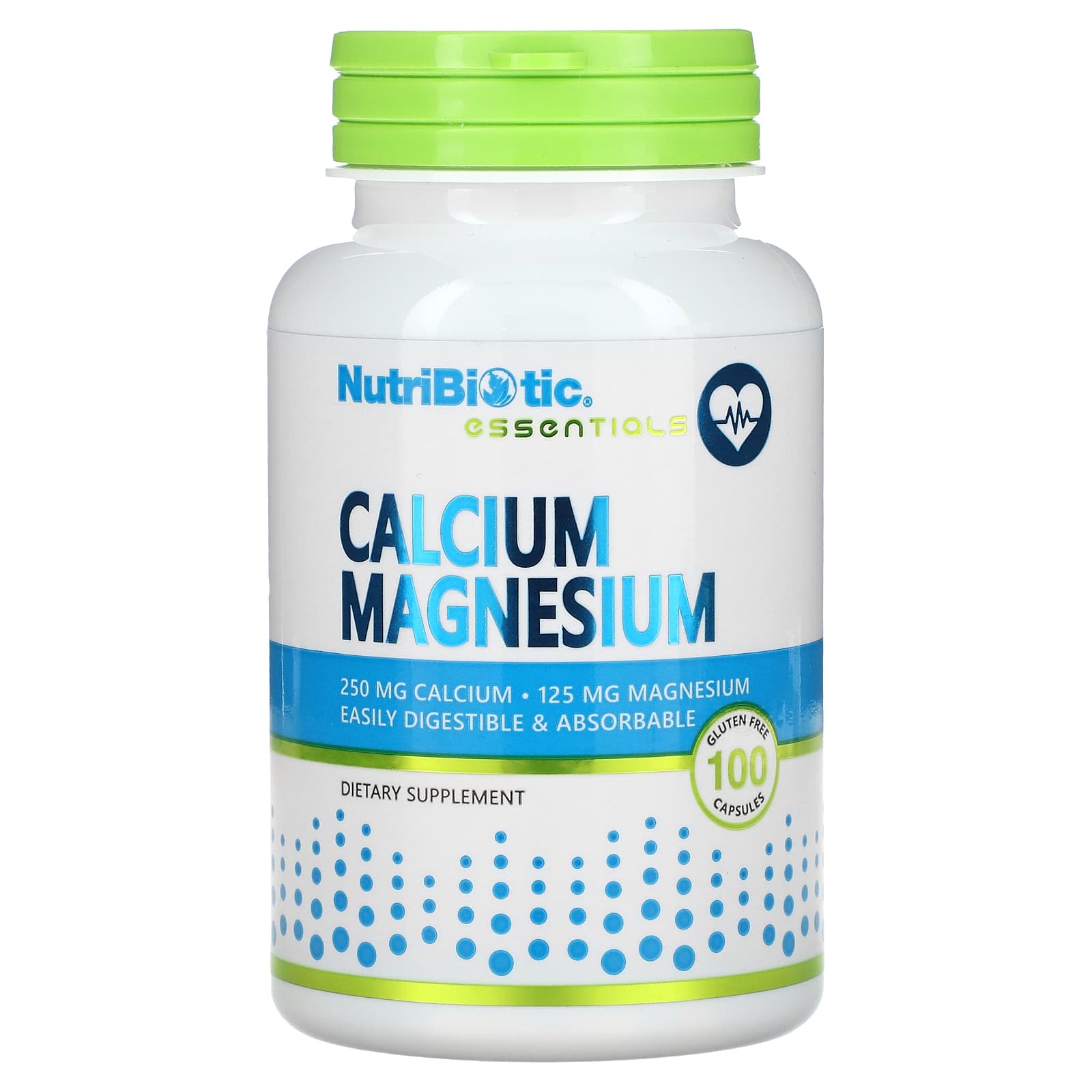 NutriBiotic, Essentials, Calcium Magnesium, 100 Gluten Free Capsules - Image 1