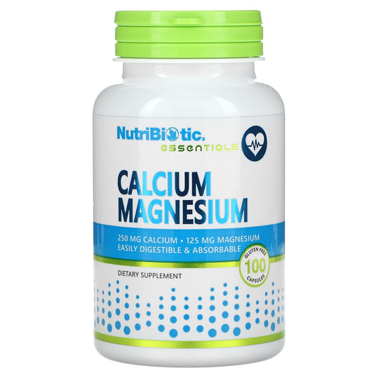 NutriBiotic, Essentials, Calcium Magnesium, 100 Gluten Free Capsules - Image 1