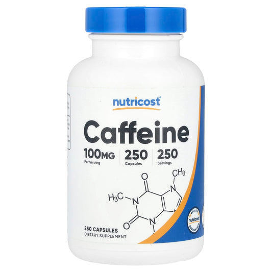 Nutricost, Caffeine, 100 mg, 250 Capsules - Image 1