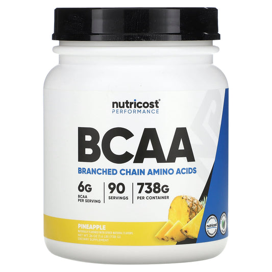 Nutricost, Performance, BCAA, Pineapple, 1.6 lb (738 g) - Image 1
