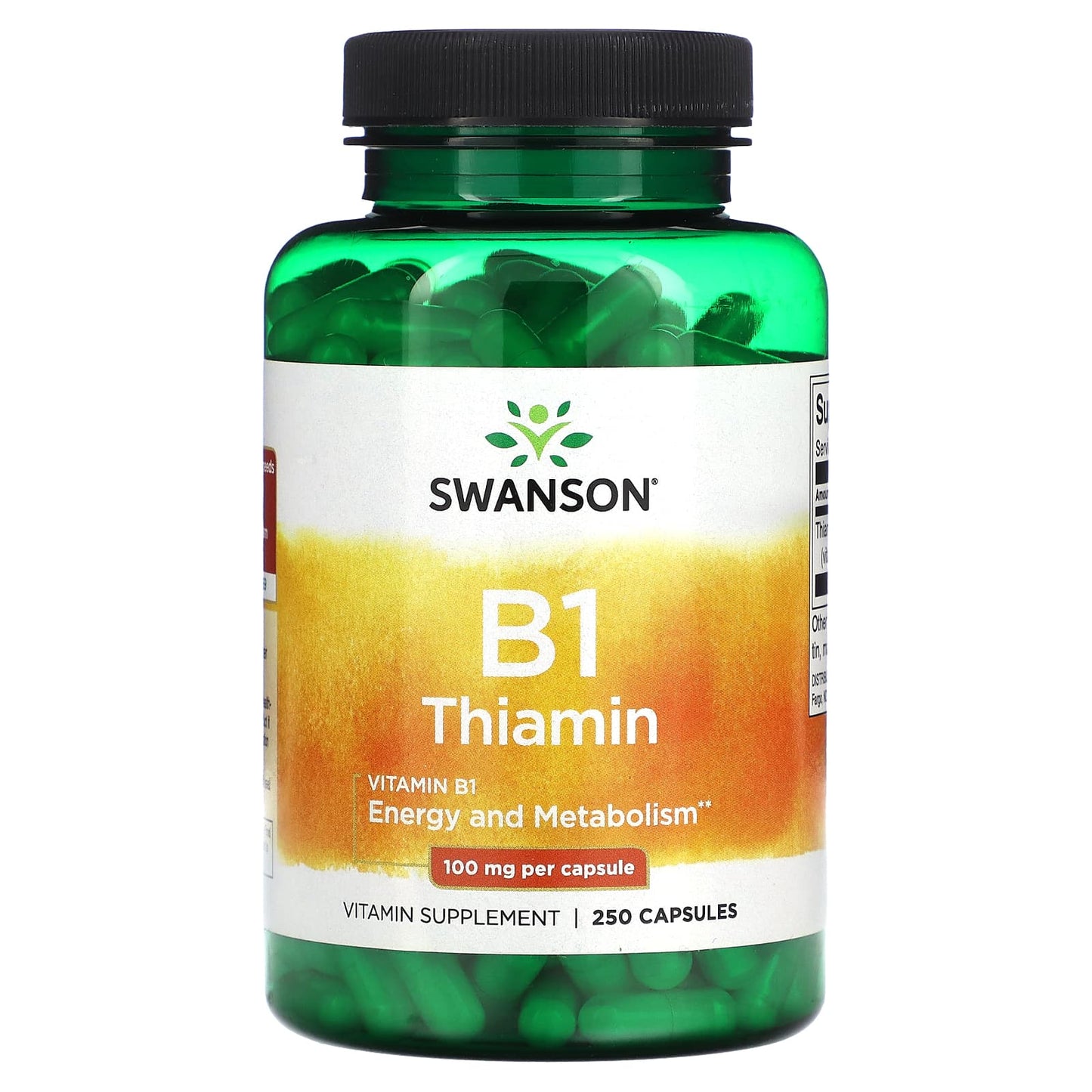 Swanson, B1, Thiamin, 100 mg, 250 Capsules - Image 1