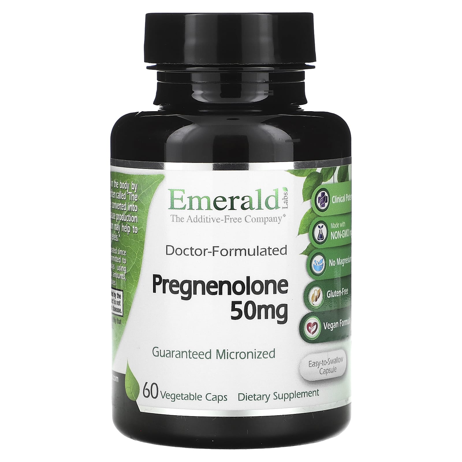 Emerald Laboratories Pregnenolone Capsules, 60 Count, Non-GMO, Vegan - Image 1