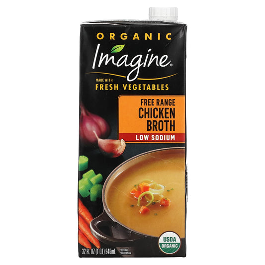 Organic Free Range Chicken Broth, Low Sodium, 32 fl oz - Image 1