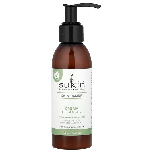 Sukin, Skin Relief, Cream Cleanser, Sensitive, Destressed Skin, Fragrance Free, 4.23 fl oz (125 ml) - Image 1