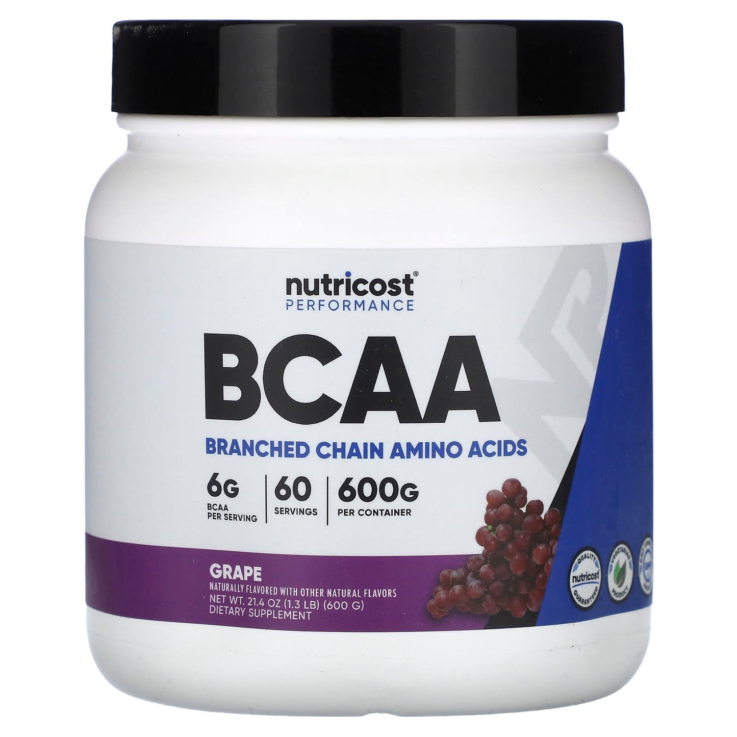 Nutricost, Performance, BCAA, Grape, 1.3 lb (600 g) - Image 1