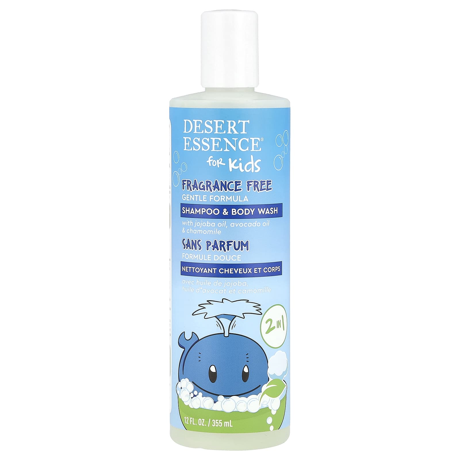 Fragrance Free 2 in 1 Shampoo & Body Wash for Kids by Desert Essence - Image 1