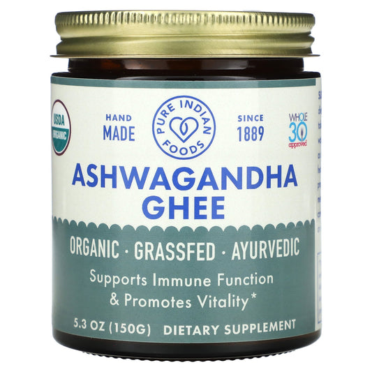 Pure Indian Foods, Ashwagandha Ghee, 5.3 oz (150 g) - Image 1