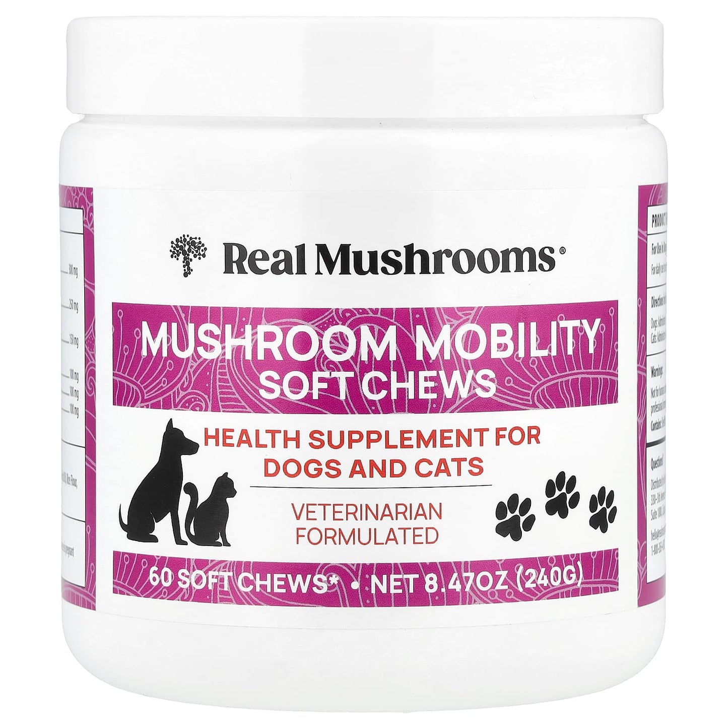 Real Mushrooms, Mushroom Mobility Soft Chews, For Dogs and Cats , 60 Soft Chews, 8.47 oz (240 g) - Image 1