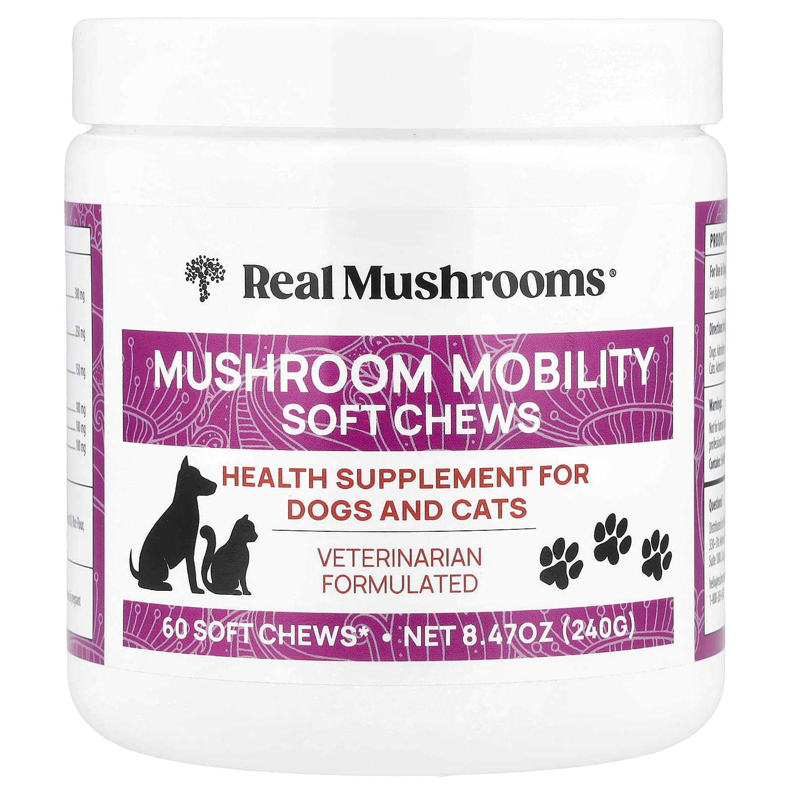 Real Mushrooms, Mushroom Mobility Soft Chews, For Dogs and Cats , 60 Soft Chews, 8.47 oz (240 g) - Image 1