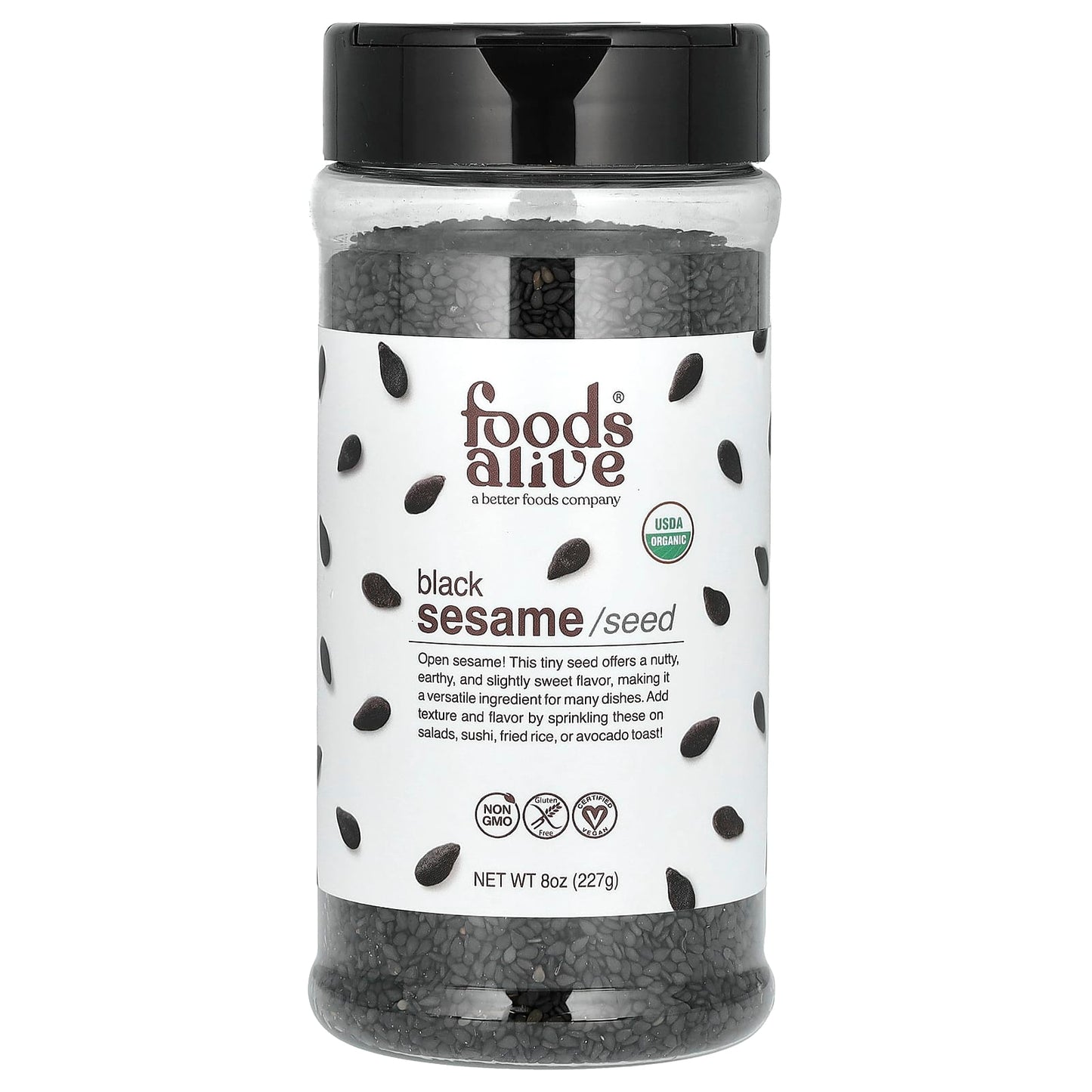 Foods Alive Organic Black Sesame Seeds - 8 oz, USDA Certified - Image 1