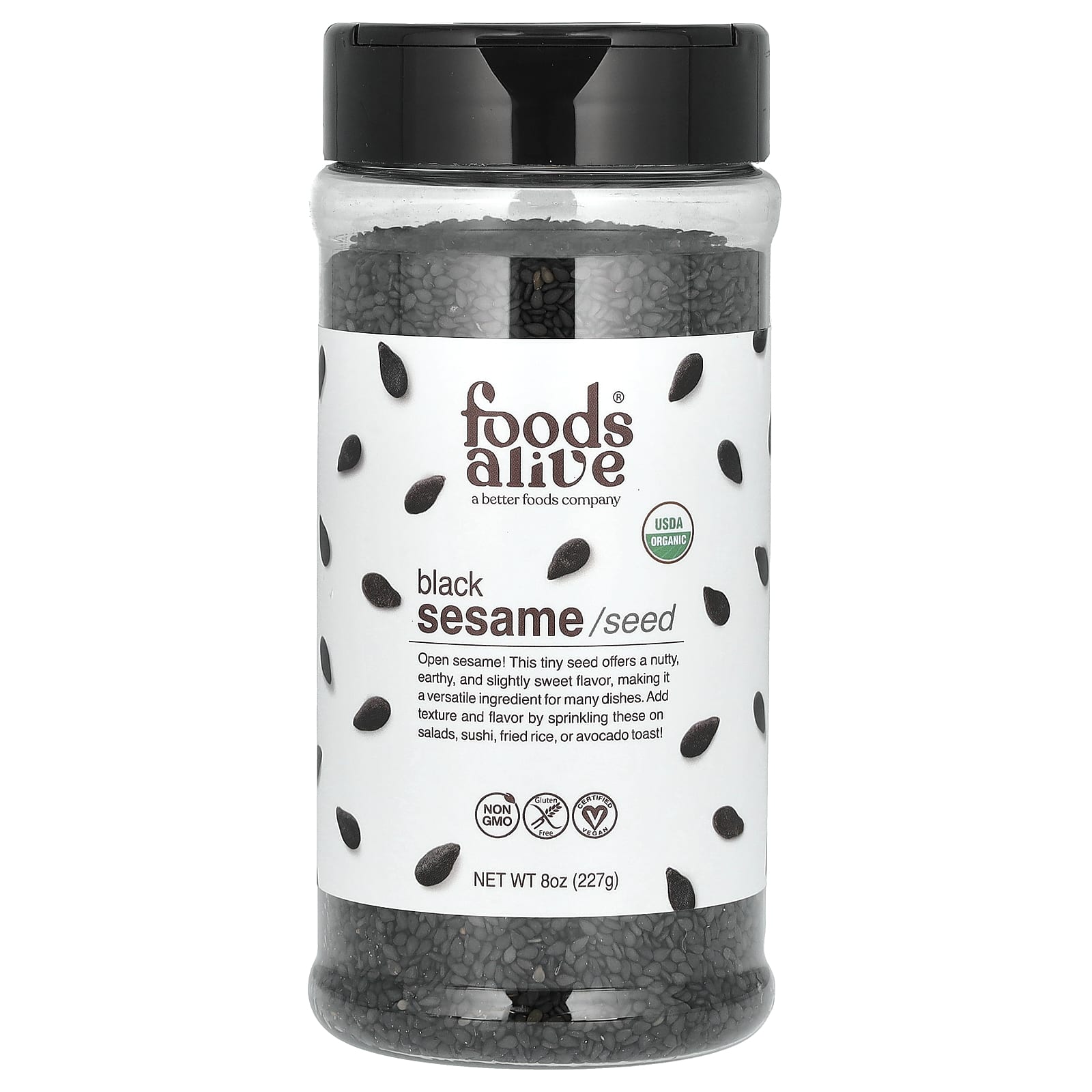 Foods Alive Organic Black Sesame Seeds - 8 oz, USDA Certified - Image 1