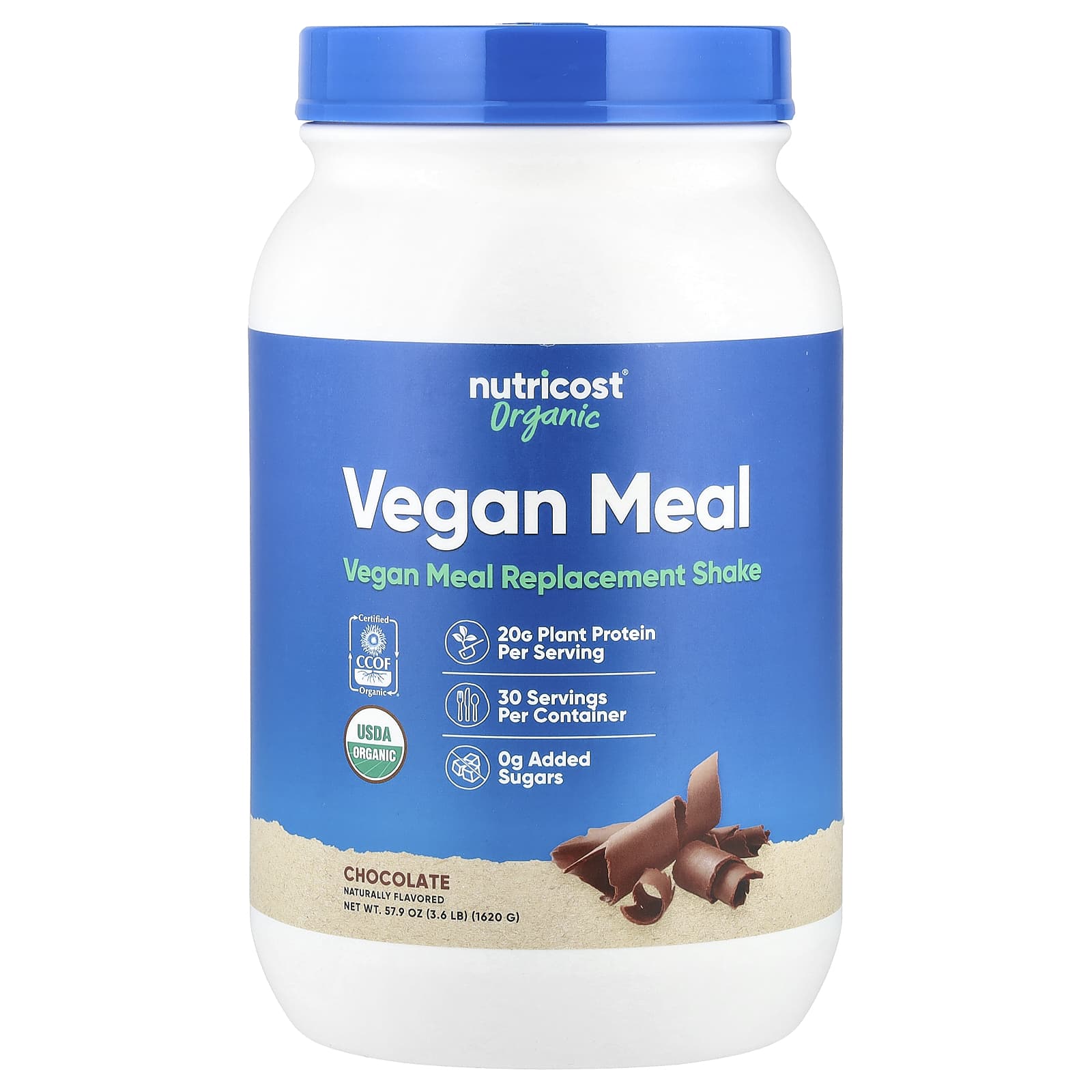 Nutricost, Organic Vegan Meal, Chocolate, 3.6 lb (1,620 g) - Image 1