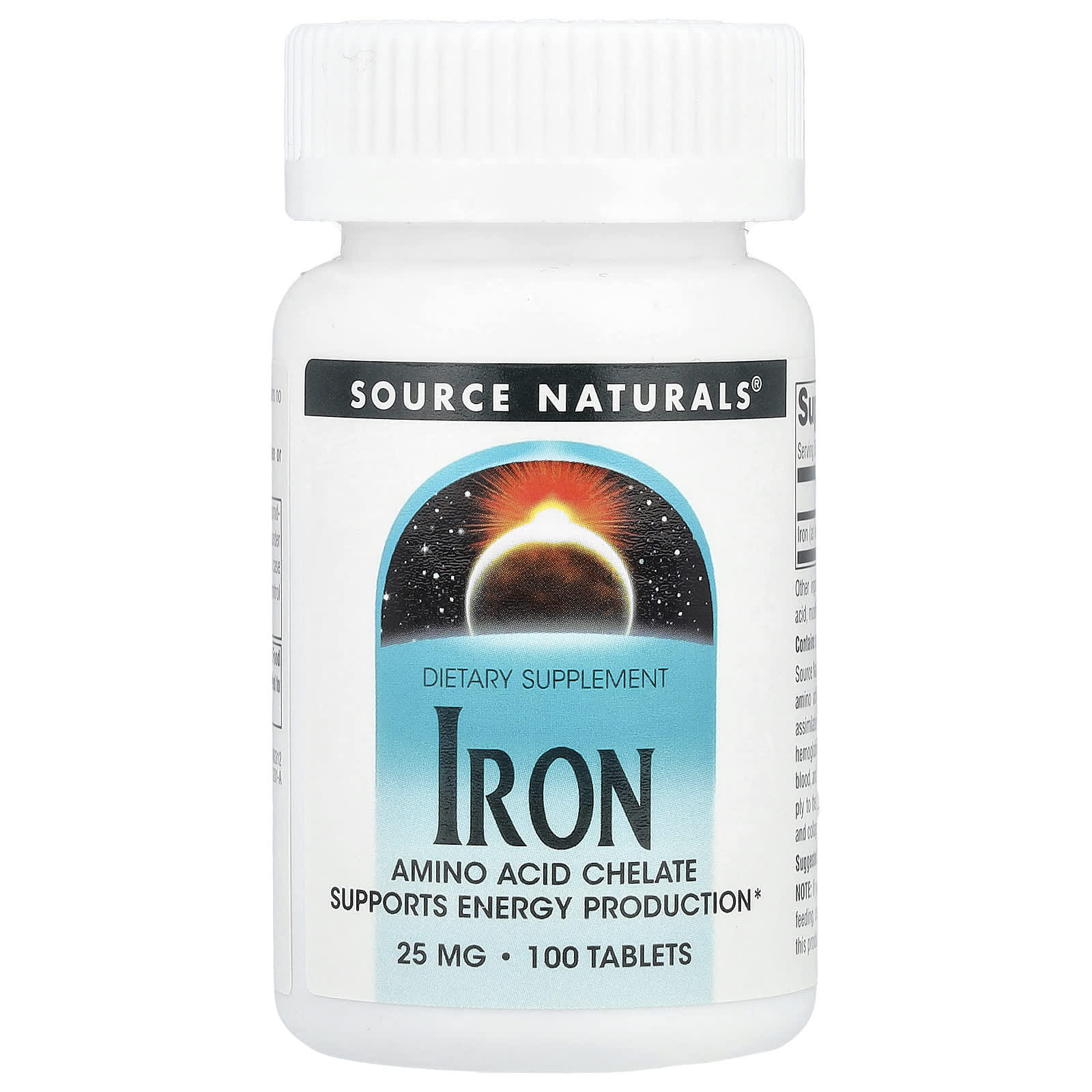 Source Naturals, Iron, 25 mg, 100 Tablets - Image 1