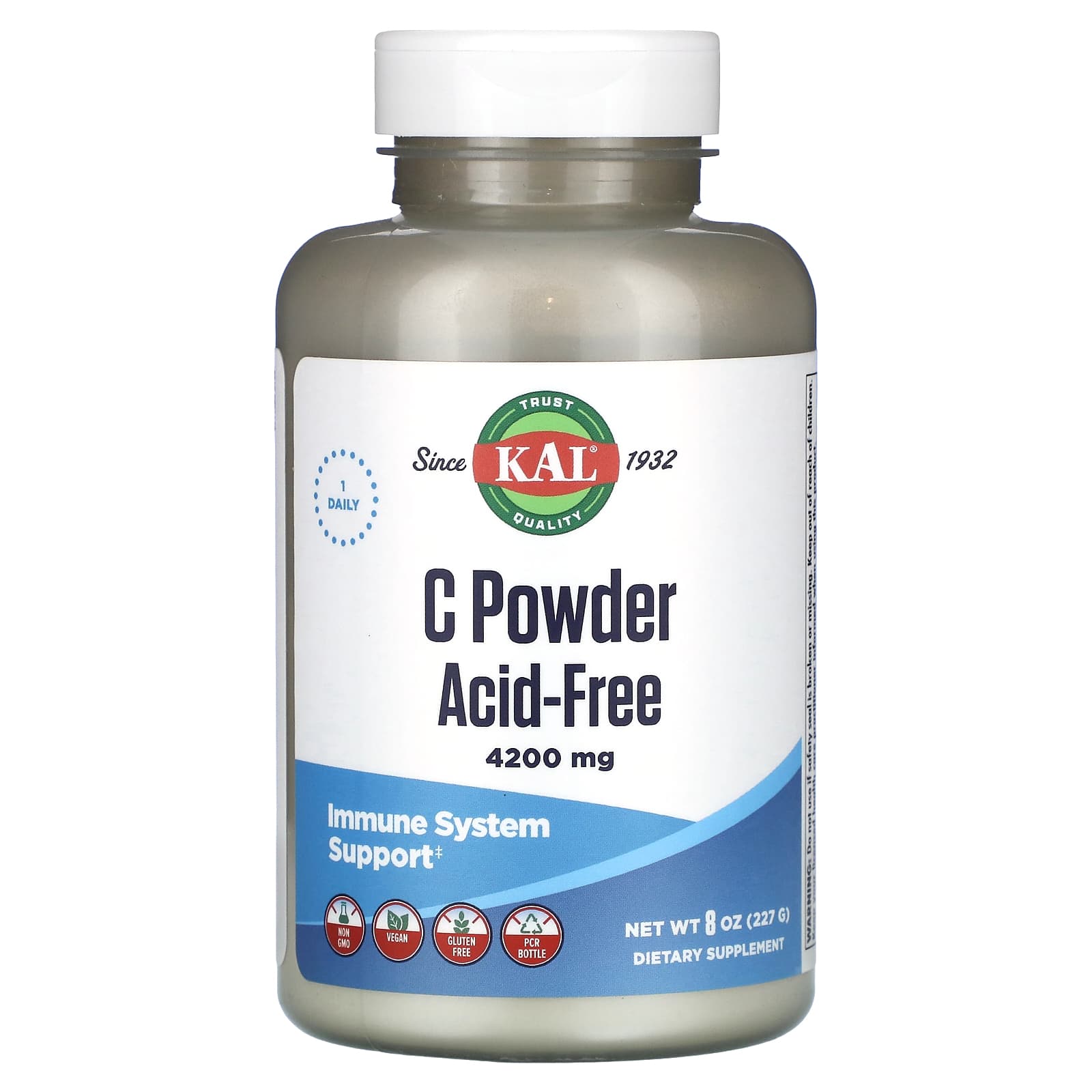 KAL, C Powder, Acid-Free, 4,200 mg, 8 oz (227 g) - Image 1