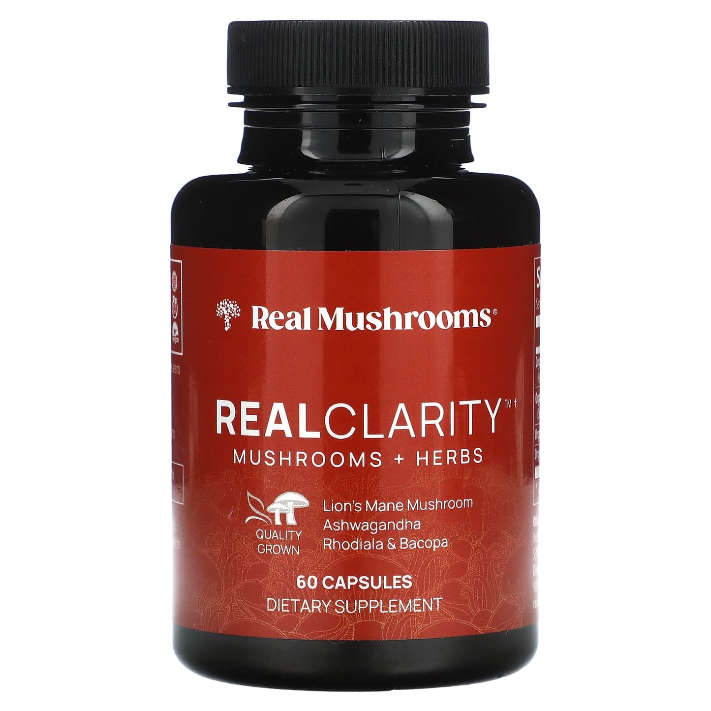 Real Mushrooms, RealClarity, Mushrooms + Herbs, 60 Capsules - Image 1