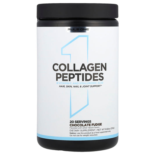 Rule One Proteins, Collagen Peptides + Vitamin C and Hyaluronic Acid, Chocolate Fudge, 8.82 oz (250 g)