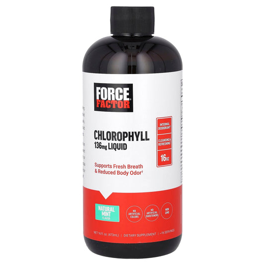 Force Factor Natural Mint Chlorophyll Liquid, 16 fl oz, Internal Deodorant - Image 1