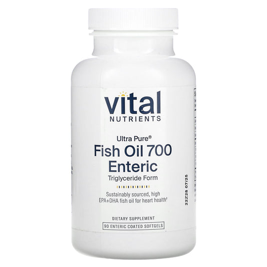Vital Nutrients, Ultra Pure, Fish Oil 700 Enteric, 90 Enteric Coated Softgels - Image 1