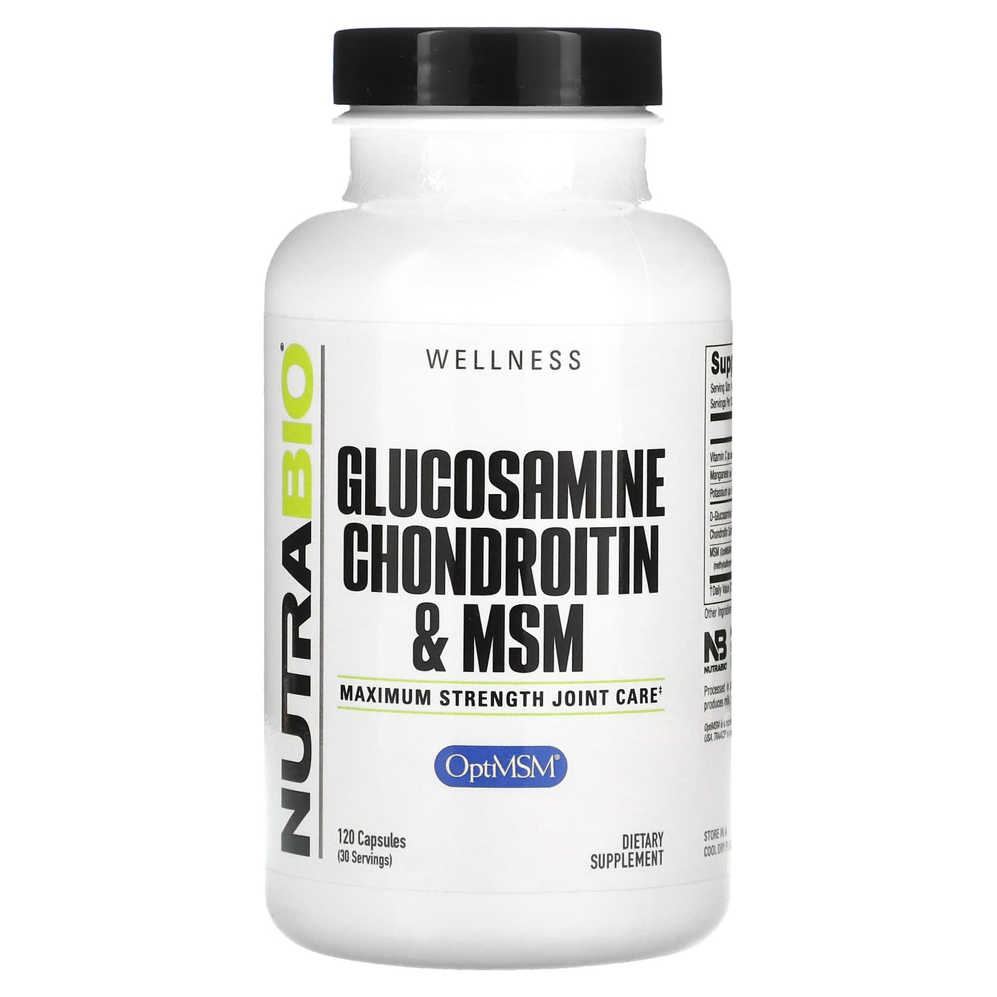 NutraBio, Glucosamine Chondroitin & MSM, 120 Capsules - Image 1