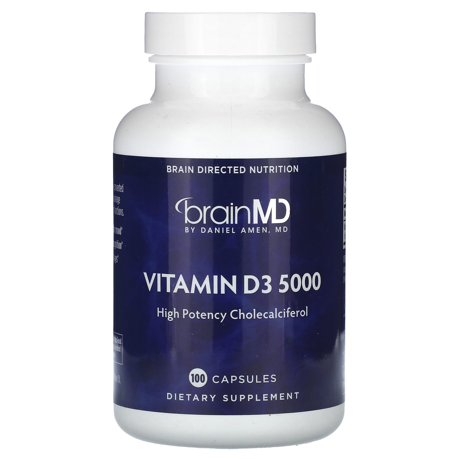 BrainMD Vitamin D3 5000, High Potency Cholecalciferol, 100 Capsules - Image 1