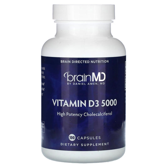 BrainMD Vitamin D3 5000, High Potency Cholecalciferol, 100 Capsules - Image 1