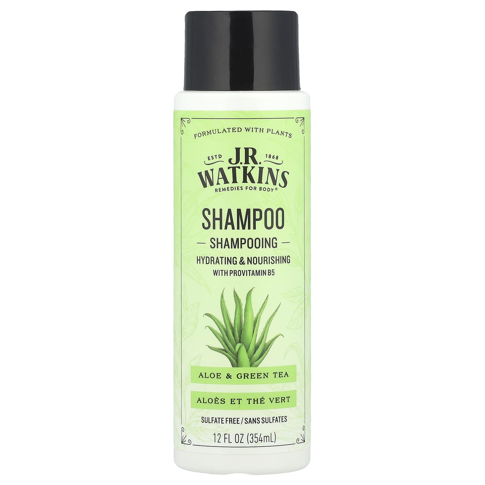 J.R. Watkins Aloe & Green Tea Shampoo 12oz - Sulfate Free & Cruelty Free - Image 1