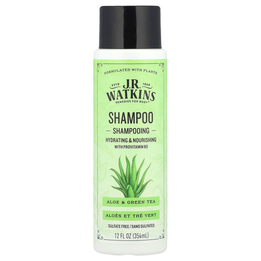 J.R. Watkins Aloe & Green Tea Shampoo 12oz - Sulfate Free & Cruelty Free - Image 1