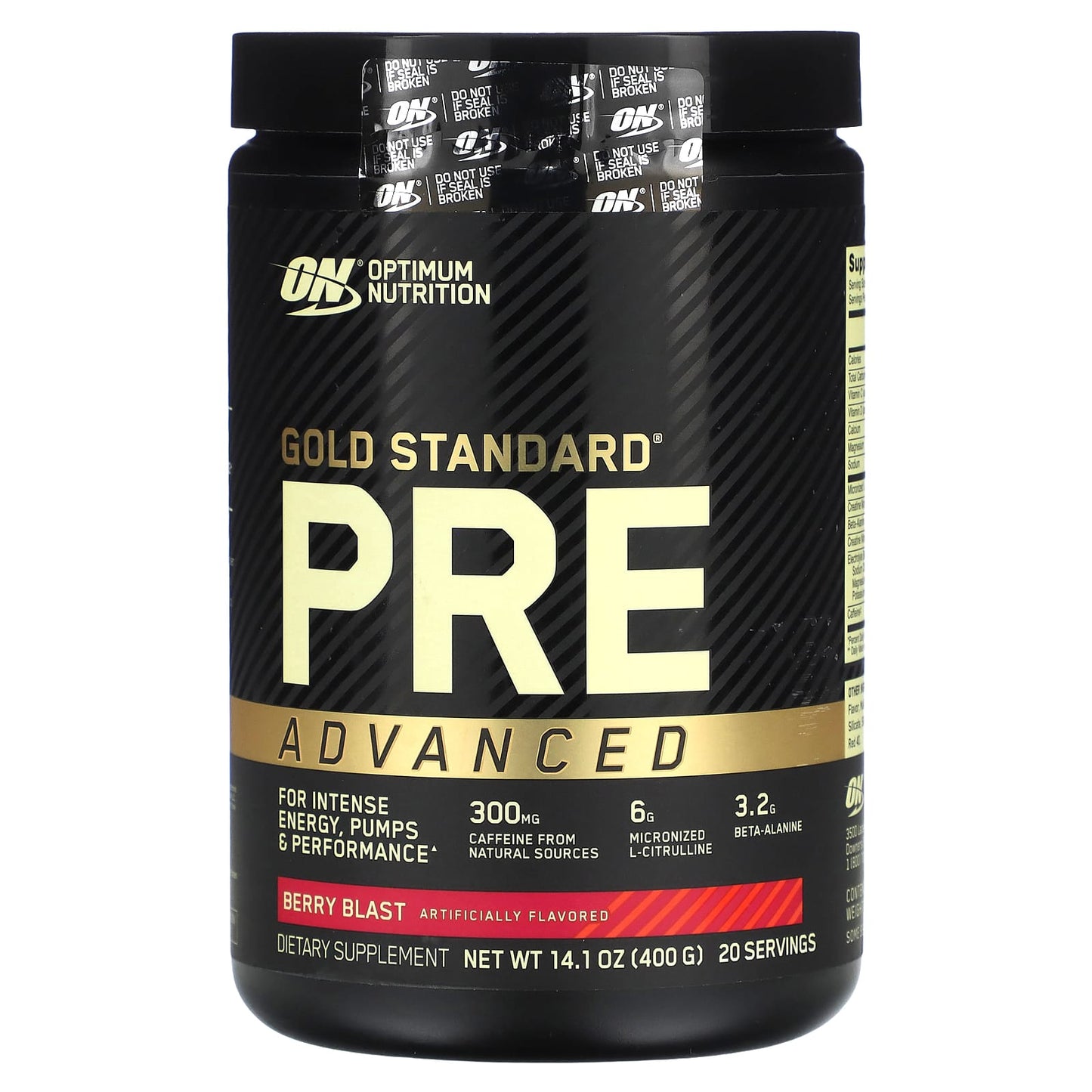 Optimum Nutrition, Gold Standard® Pre Advanced, Berry Blast, 14.1 oz (400 g) - Image 1